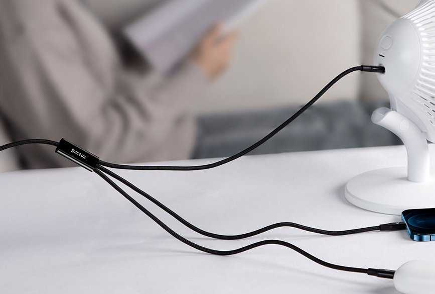 Baseus Rapid serijos Micro USB + Lightning + USB-C kabelis skirtas M+L+T 20W 1.5m – Žalias