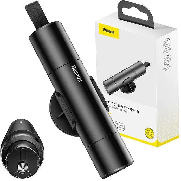 Baseus Sharp Tool apsauginis plaktukas (langų daužymas+apsauginio diržo pjovimas) Pilkas