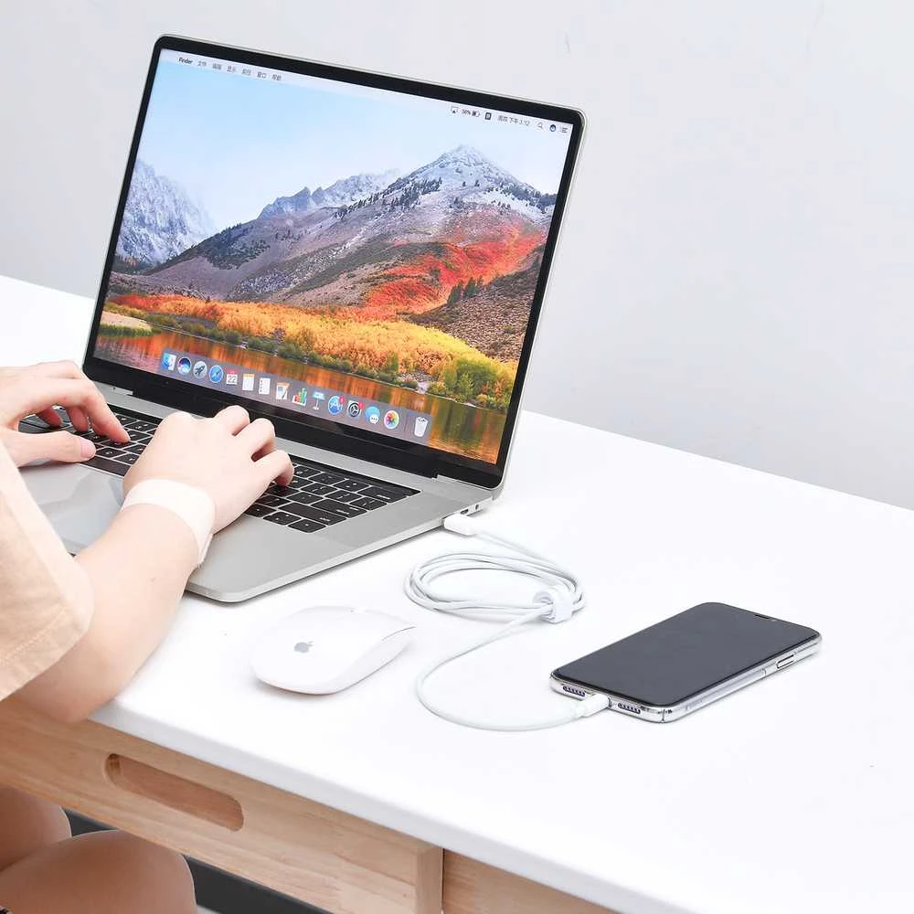 Baseus Simple Wisdom duomenų kabelio komplektas iš USB-C į Lightning PD 20W (2 Vnt), 1.5 m baltos spalvos
