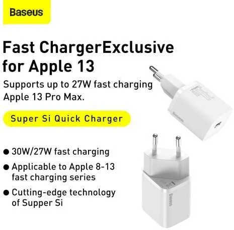 Baseus Super Si greitas įkroviklis 1C 30W - Baltas