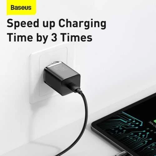 Baseus Sieninis įkroviklis Super Si 30W USB-C QC3.0 PD, juodas