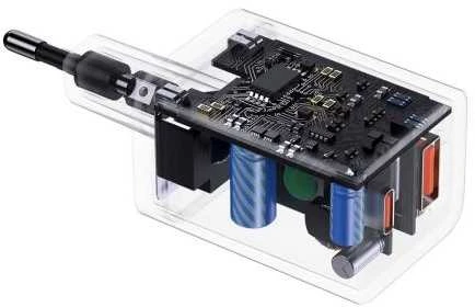 Baseus Super Si Pro įkroviklis USB + USB-C 30W - Baltas