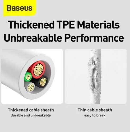 Kabelis Baseus Superior iš USB į microUSB+Lightning+Type-C 3.5A 1.5m baltas CAMLTYS-02