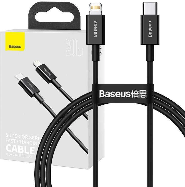 Baseus Superior serijos USB-C - Lightning kabelis 20W PD 1m - Juodas