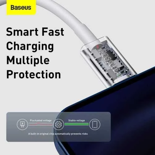 USB kabelis Baseus Superior iš Type-C į Lightning PD 20W 1.0m baltas CATLYS-A02
