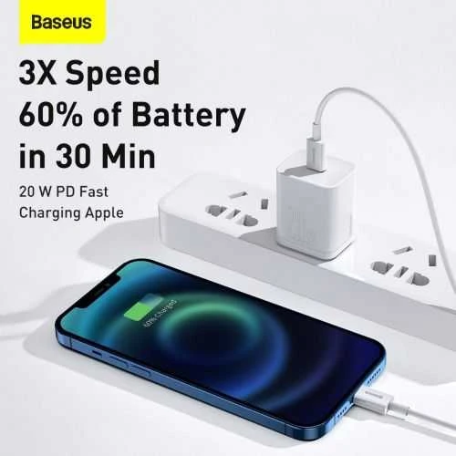 USB kabelis Baseus Superior iš Type-C į Lightning PD 20W 1.0m baltas CATLYS-A02