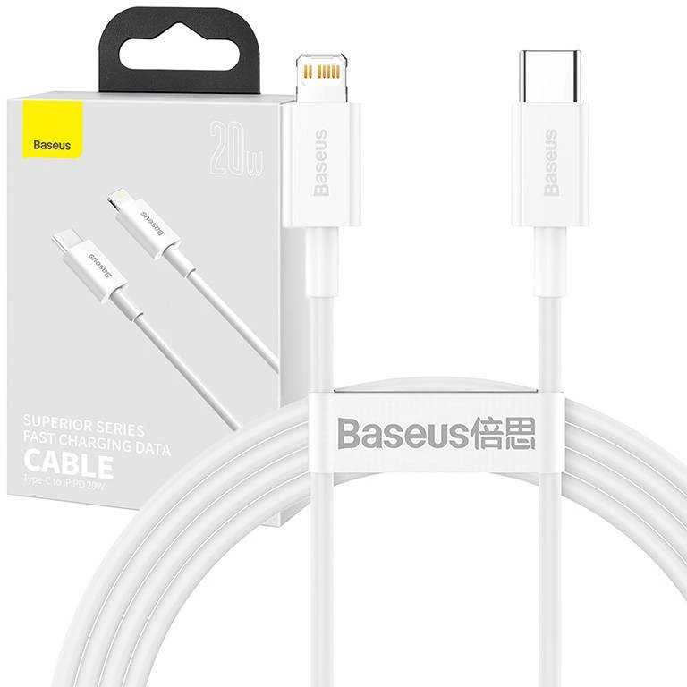 USB kabelis Baseus Superior iš Type-C į Lightning PD 20W 1.5m baltas CATLYS-B02