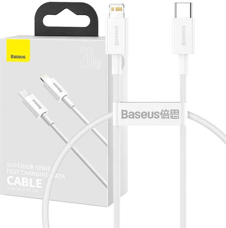 Kabelis Baseus Superior iš Type-C į Lightning PD 20W 0.25m baltas CATLYS-02