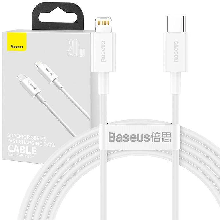Baseus Superior serijos USB-C – Lightning laidas 20 W PD 2m – Baltas