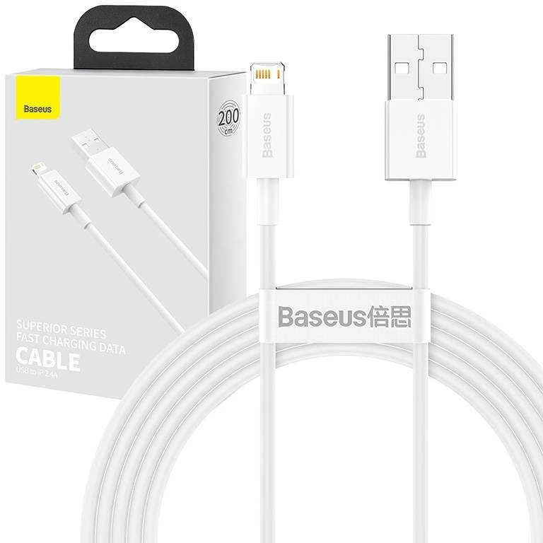 Kabelis  CABLE LIGHTNING TO USB 2M/Baltas CALYS-C02 BASEUS