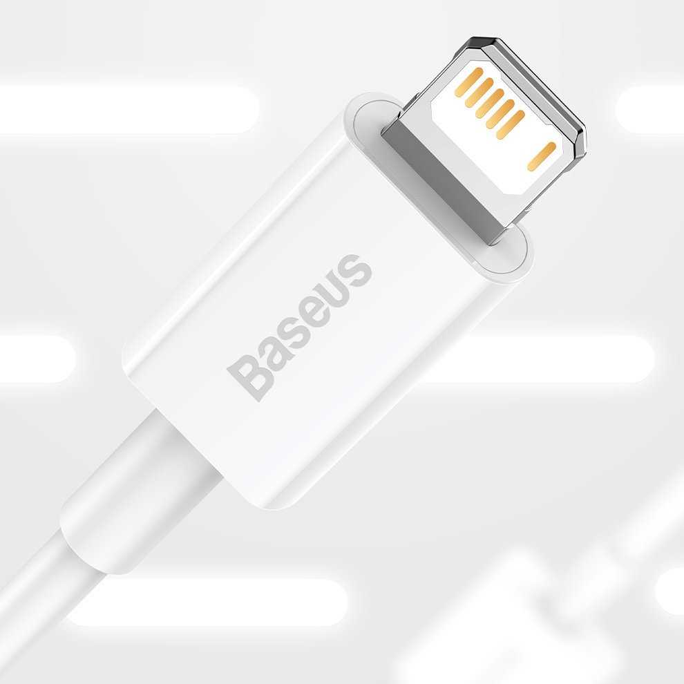 USB kabelis Baseus Superior iš USB į Lightning 2.4A 0.25m baltas CALYS-02