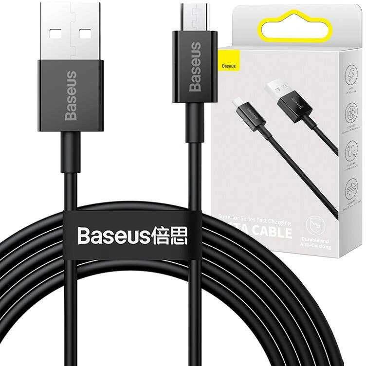 USB kabelis Baseus Superior iš USB į microUSB 2A 2.0m juodas CAMYS-A01