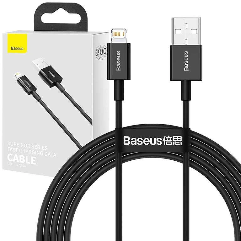 Baseus Superior Series USB - Lightning laidas 2.4A 2m - Juodas