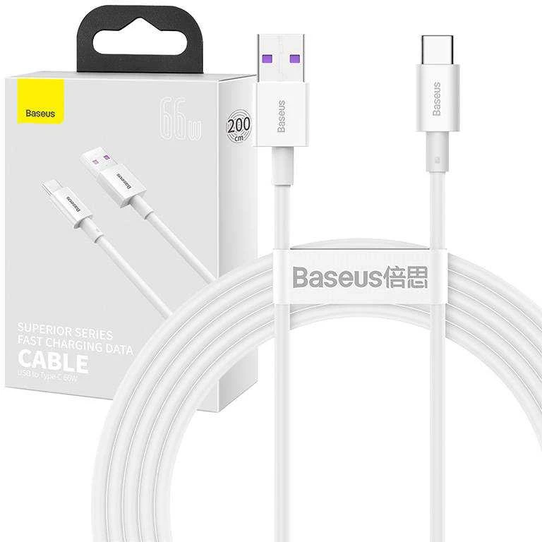 Baseus Superior serijos kabelis USB-C 66W 2m - Baltas