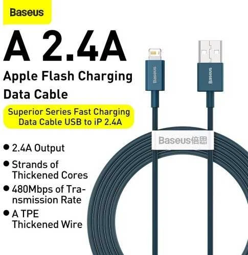 Baseus Geresnis serija Kabelinė USB IP 2.4A 1m (mėlyna)
