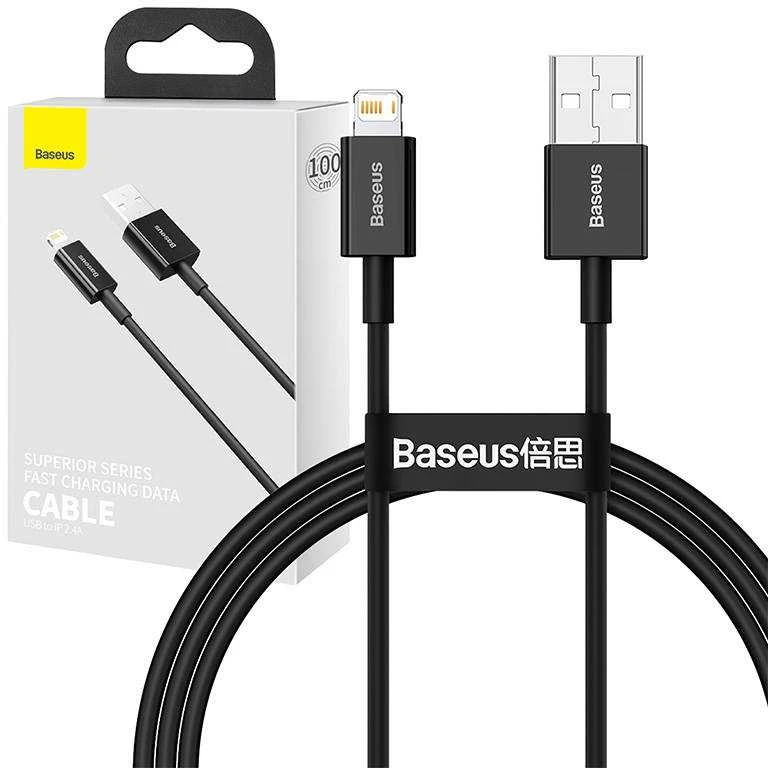 Baseus Superior serijos USB - Lightning kabelis 2.4A 1m - Juodas