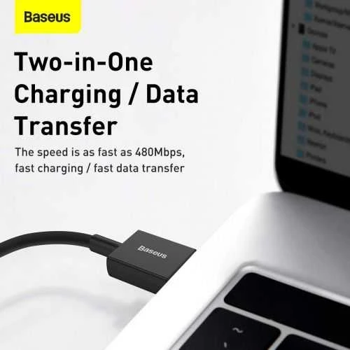Baseus Superior Series USB - Lightning laidas 2.4A 2m - Juodas