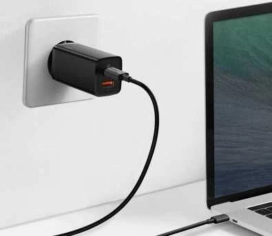 Baseus GaN2 Lite greitas kelioninis įkroviklis USB + C 65W EU - Juodas