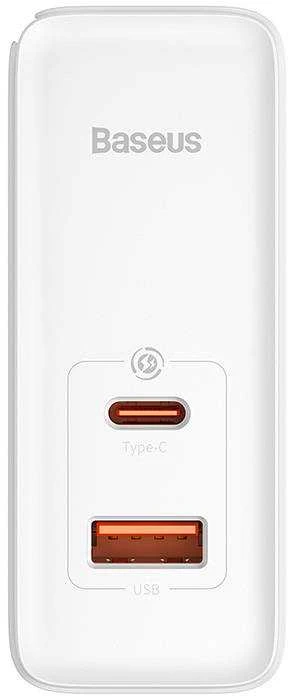 Baseus GaN5 Pro USB-C + USB sieninis įkroviklis, 100W + 1m laidas (baltas)