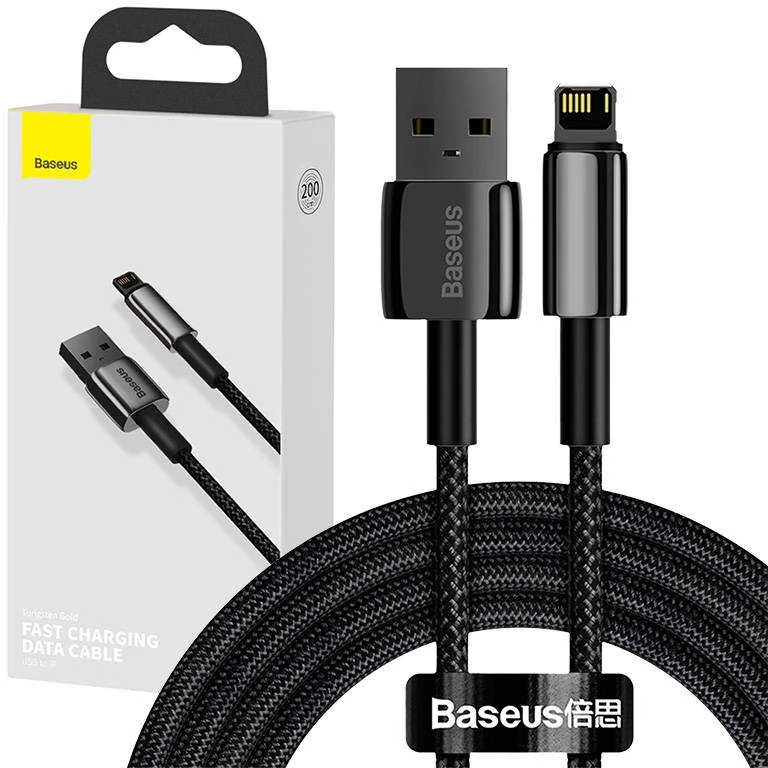 Baseus Tungsten Gold kabelis USB į Lightning 2.4A 2m - Juodas