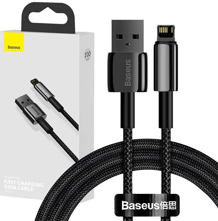 Baseus Tungsten Gold kabelis USB į Lightning 2.4A 1m - Juodas