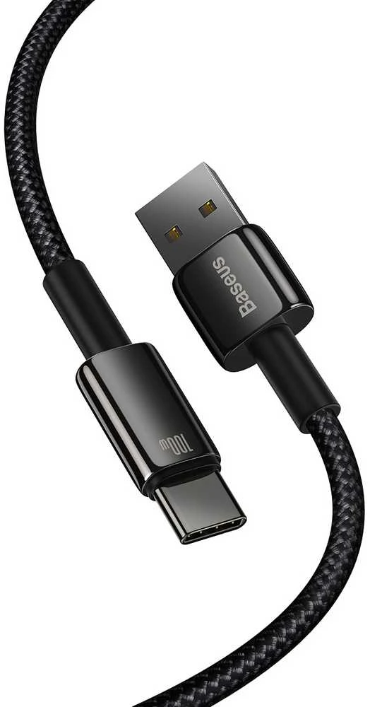 Baseus volframo auksinis kabelis USB prie USB-C, 100 W, 1 m (juodas)