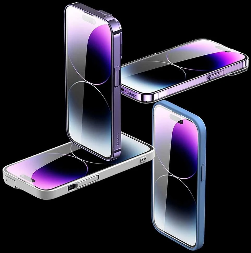 Baseus viso ekrano Apsauginis stiklas Apple iPhone 14 Pro su Anti Mėlyna šviesos filtru ir 0,3 mm garsiakalbio dangteliu + montavimo rėmeliu
