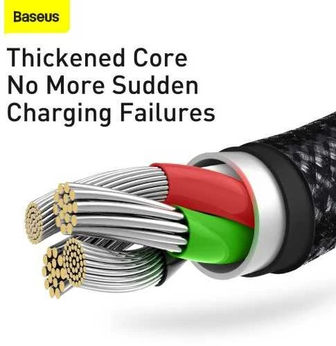 USB kabelis 3in1 Baseus Tungsten Gold USB micro USB / USB-C / Lightning 3.5A 1.5m - Juodas