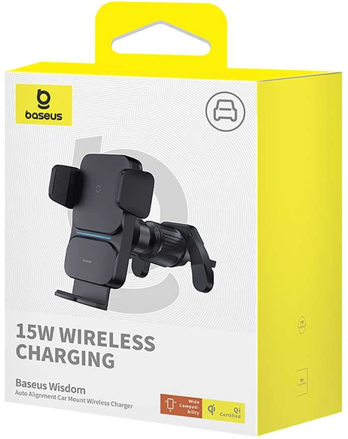 Baseus Automobilinis laikiklis 4.7-7.5" ekranų telefonams su belaidžiu Qi įkrovimu 15W, IR jutikliu
