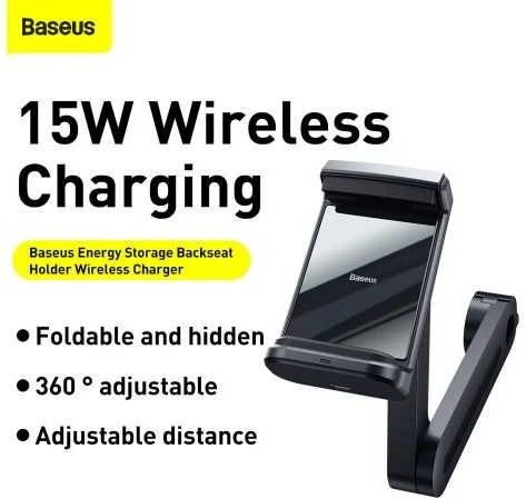 Baseus Energy Automobilinis telefono laikiklis su belaidžiu įkrovimu - Juodas