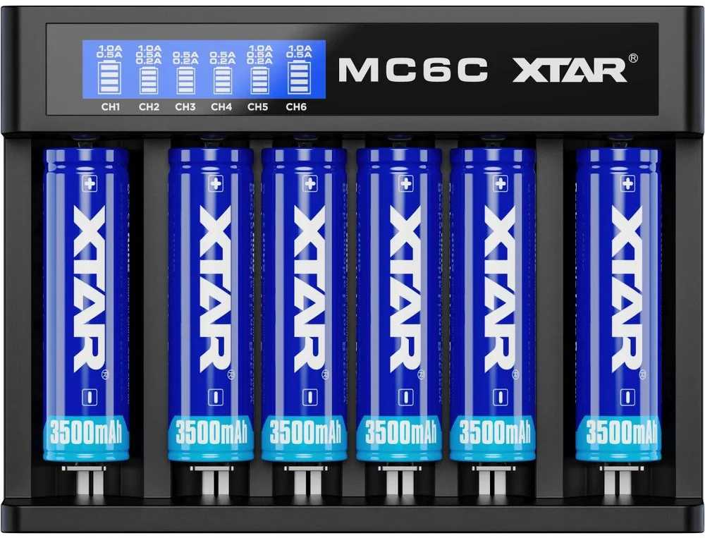 Ličio jonų akumuliatoriaus įkroviklis XTAR MC6C