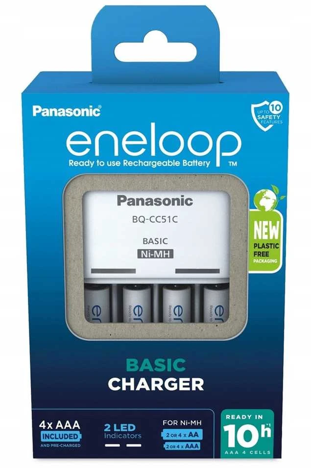 Baterija charger PANASONIC Eneloop Basic BQ-CC51 + 4x AAA 800 mAh (K-KJ51MCD04E)