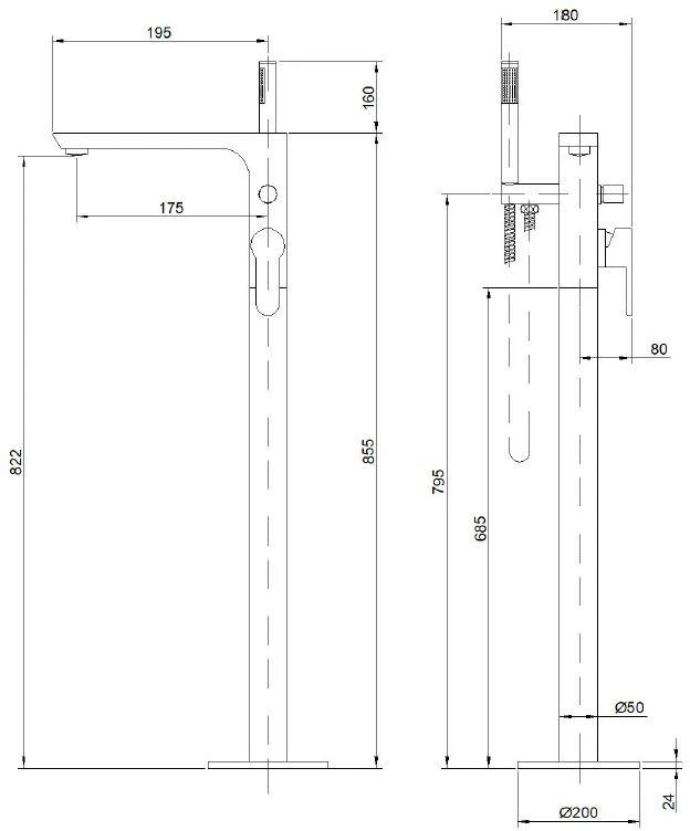 Laisvai pastatomas vonios maišyt Invena Glamour BW-02-W01-V