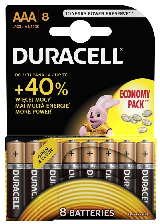 BATTERIES DURACELL AAA. LR03. 8 PCS.