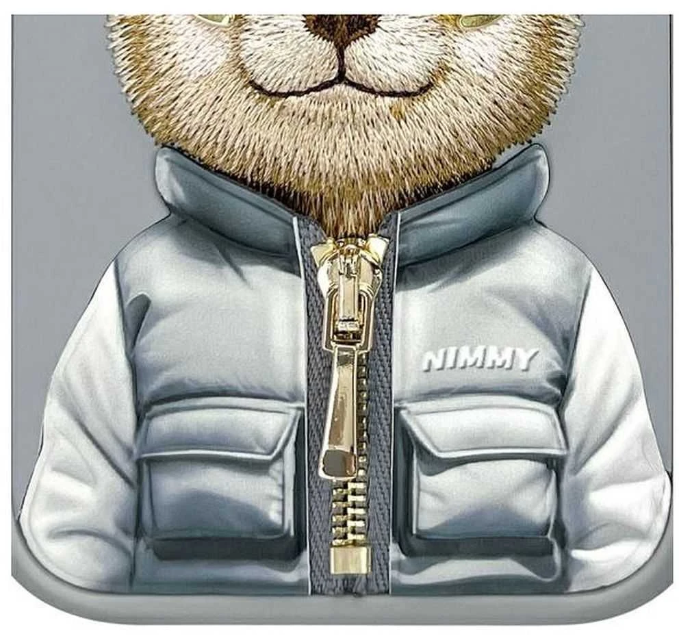 Nimmy dėklas Apple iPhone 16 6.1″ pilkos spalvos Cool&Cute 2.0 Bear