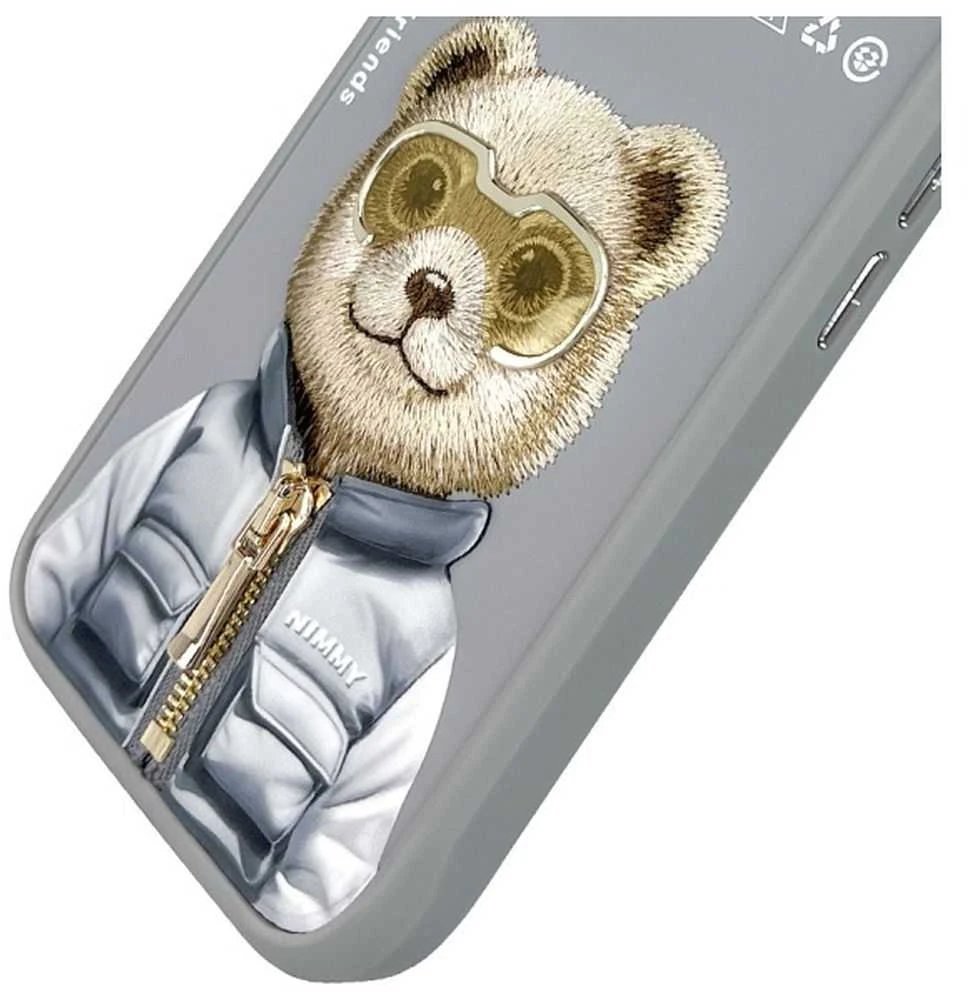 Nimmy dėklas Apple iPhone 16 6.1″ pilkos spalvos Cool&Cute 2.0 Bear