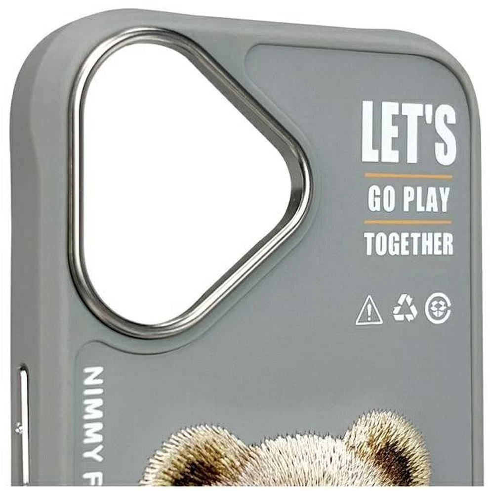 Nimmy dėklas Apple iPhone 16 6.1″ pilkos spalvos Cool&Cute 2.0 Bear