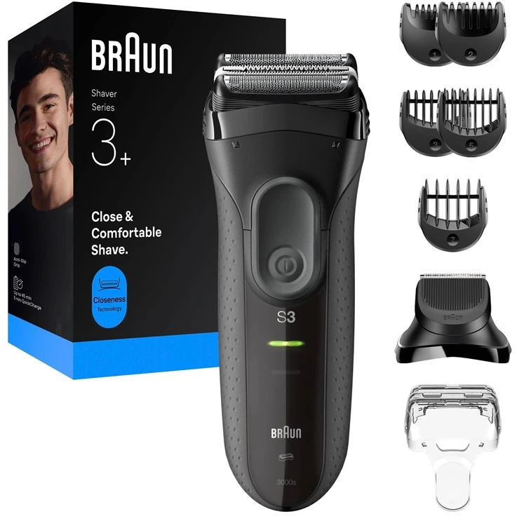 Barzdaskutė Braun Series 3+ 3000BT, juoda