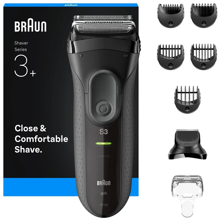 Barzdaskutė Braun Series 3+ 3000BT, juoda