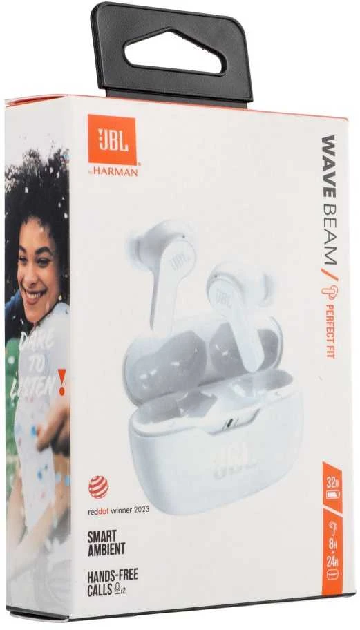 Belaidės Ausinės JBL Wave Beam, Baltos