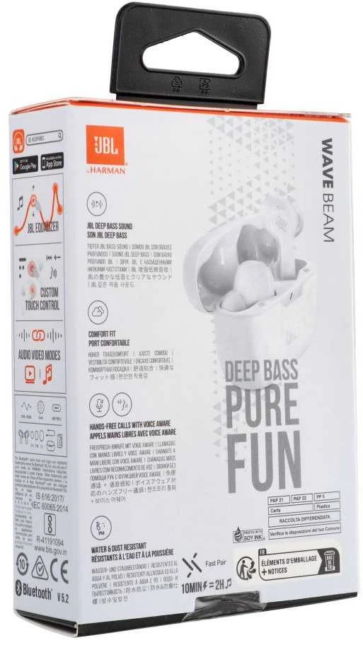 Belaidės Ausinės JBL Wave Beam, Baltos