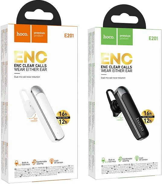 Belaidės mono ausinės (ENC, BT 6.0, 130mah) Hoco E201 juodas