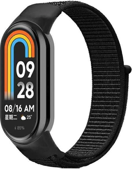 Beline Mi Band 10/9/8 NylonLoop apyrankė, juodos spalvos