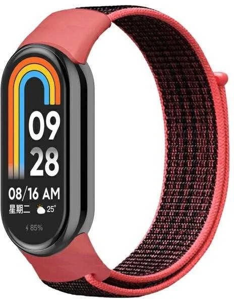 Beline Mi Band 10/9/8 NylonLoop apyrankė red-juodos spalvos
