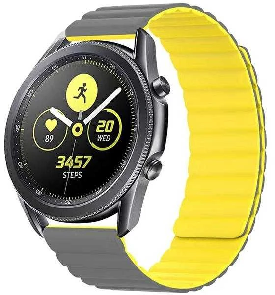 Beline apyrankė Watch 20mm Magnetic pilkos ir geltonos spalvos