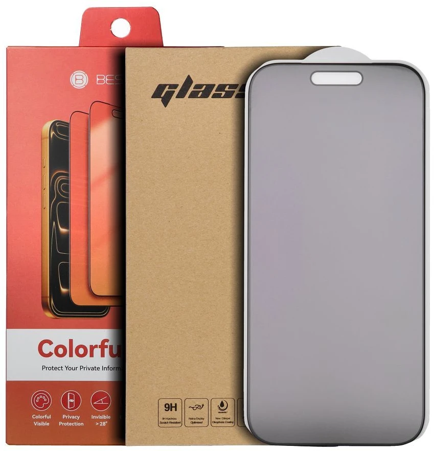 Bestsuit Flexible Hybrid Glass 5D Colorfull Privacy 180 for IPHONE 17 Pro magenta