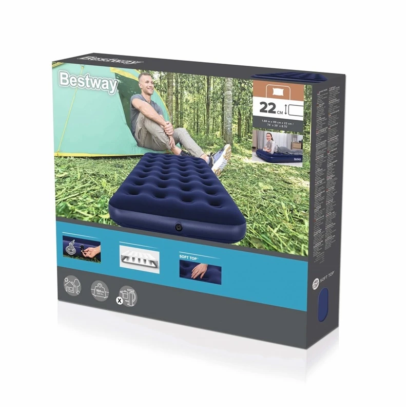 Bestway Aksominis čiužinys TWIN BE POMPOS 67001