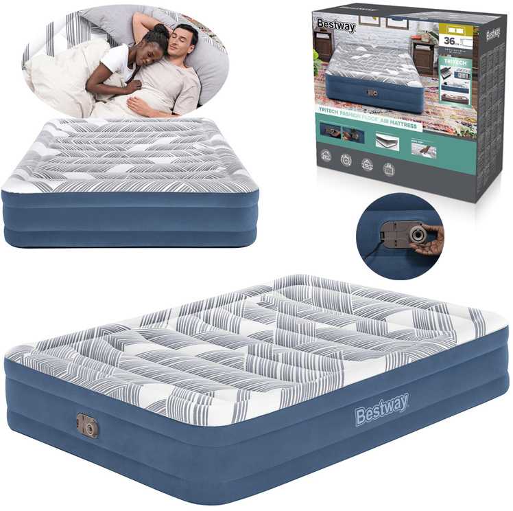 „Bestway 2“ asmens patogus karalienės čiužinys 203x152x36cm įmontuotas siurblys 6712y