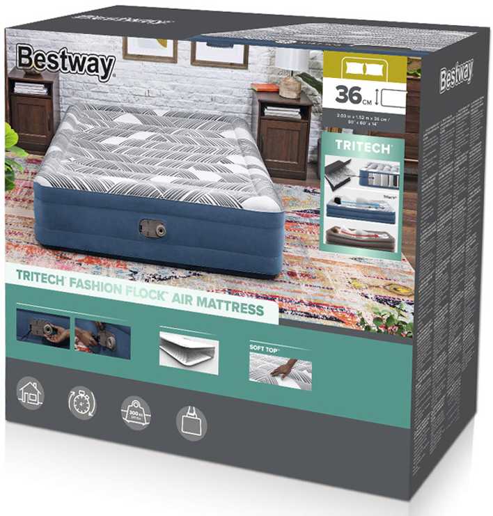 „Bestway 2“ asmens patogus karalienės čiužinys 203x152x36cm įmontuotas siurblys 6712y