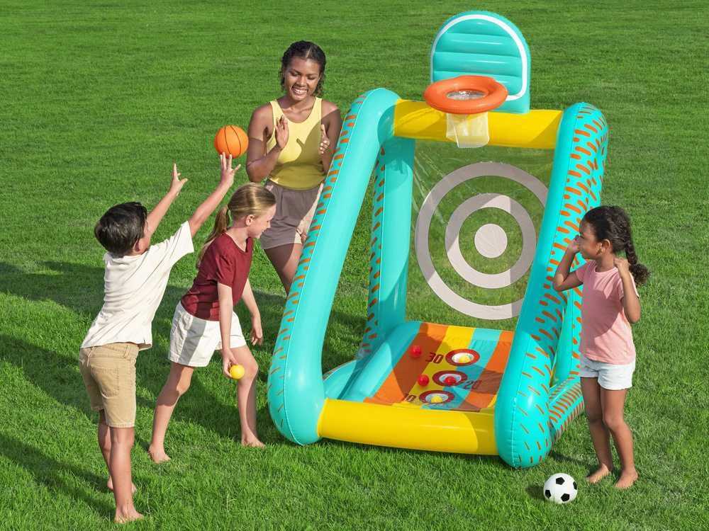Bestway 3 viename sodo žaidimas krepšinis + futbolas + vartai 127x109x178cm 52813